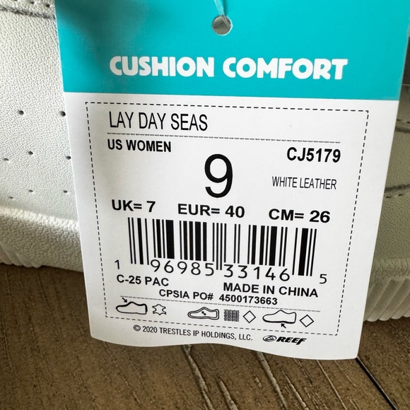 Reef Women's Lay Day Seas White Leather Low-Top Sneakers, NWT, Size 9 (EUR 40) - Picture 14 of 16